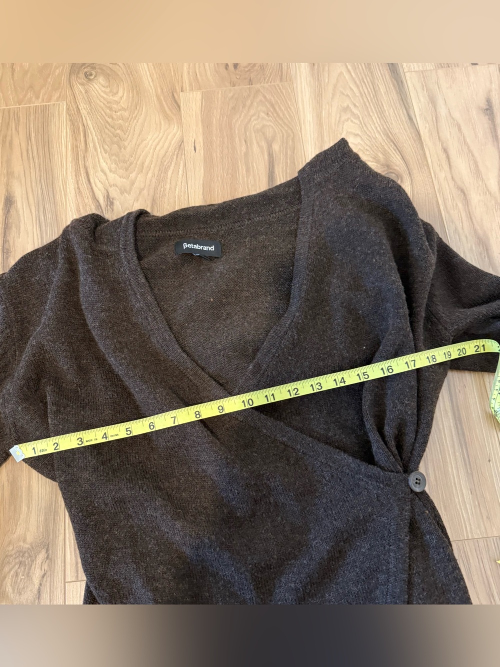 Betabrand Women's Brown Hooded Wrap Sweater L/XL Wool Cozy Fall Warm Winter - Picture 9 of 9